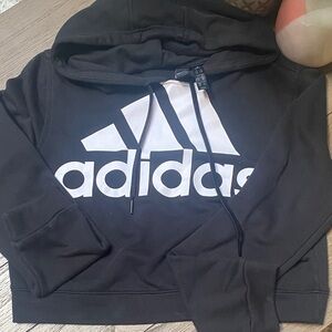 Cropped Adidas B&W Logo Hoodie